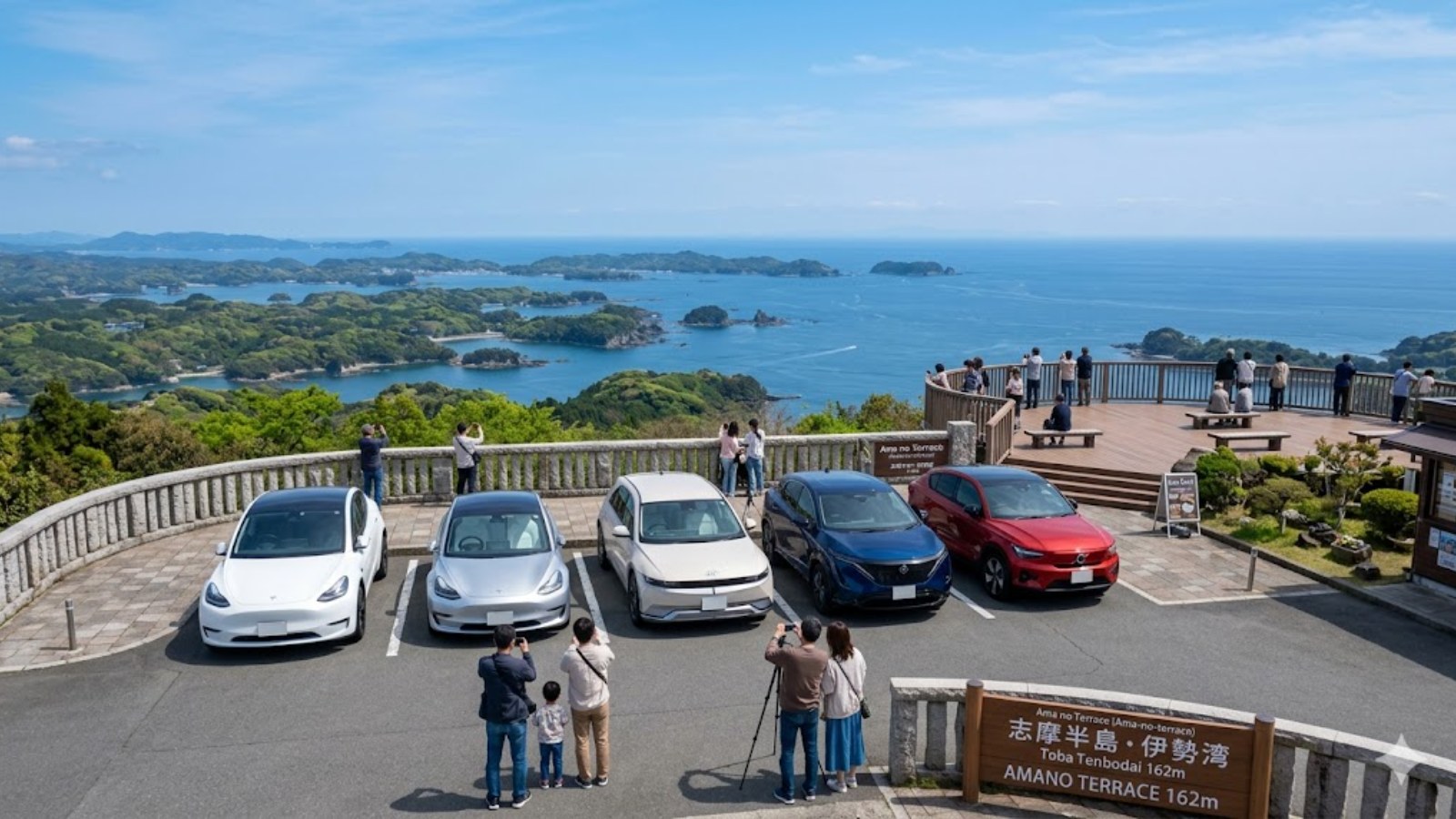 海女のテラスに並ぶBEV